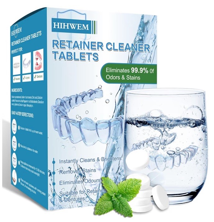 Retainer Cleaner Tablets, Denture Cleaner Effervescent Tablets