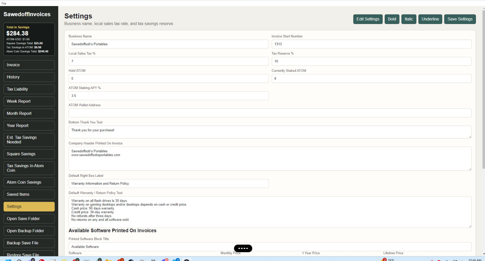 SawedoffInvoice Bookkeeping Invoice Software QuickBooks Style 1 Year Win 7 10 11