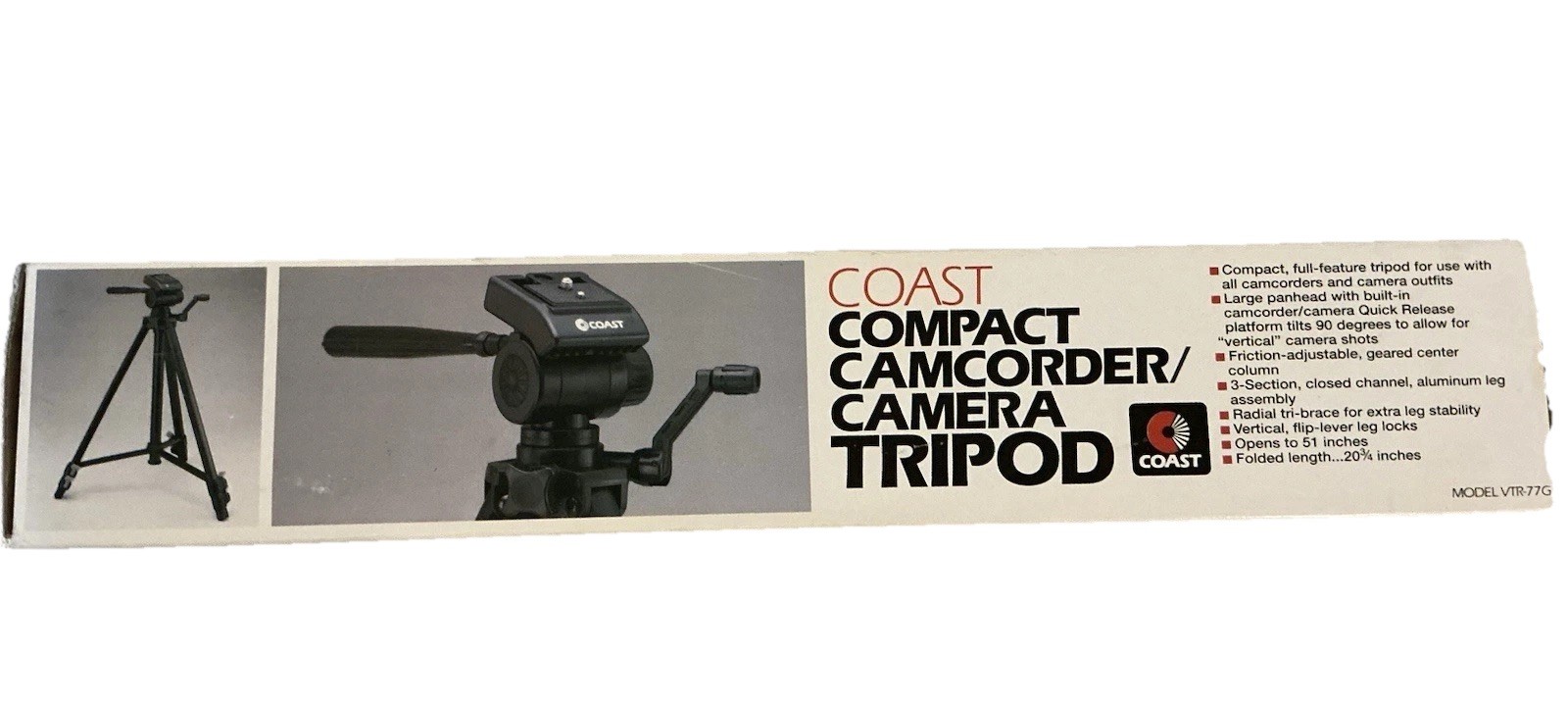 NEW! Coast Compact Camcorder/Camera Tripod Model VTR-77G-With Box