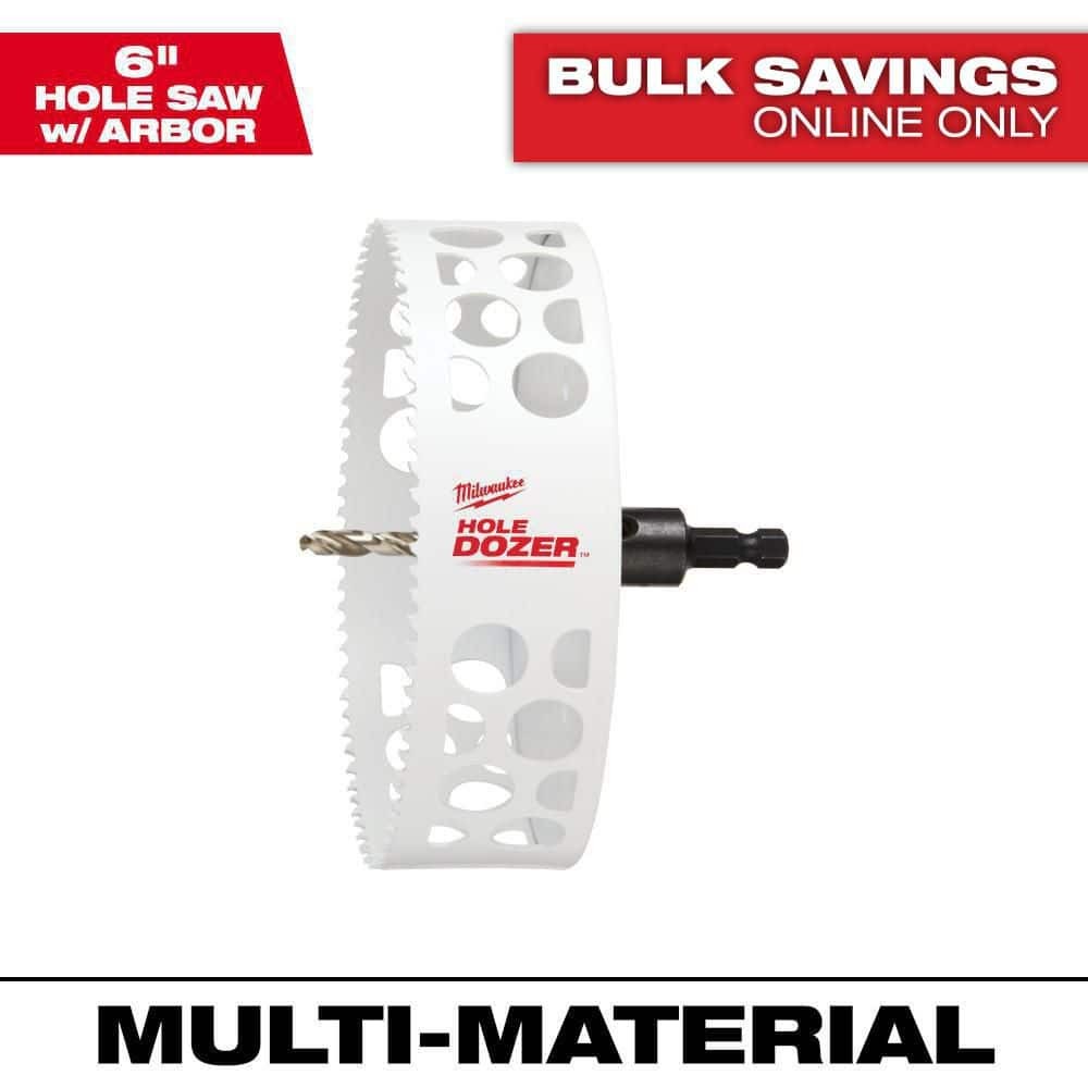 Milwaukee 6 in. Hole Dozer Bi-Metal Hole Saw with 3/8 in. Arbor and Pilot Bit