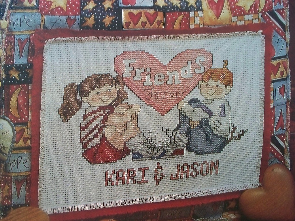 Friends Forever Personalize Girl & Boy OOP Magazine Cross Stitch PATTERN (S)
