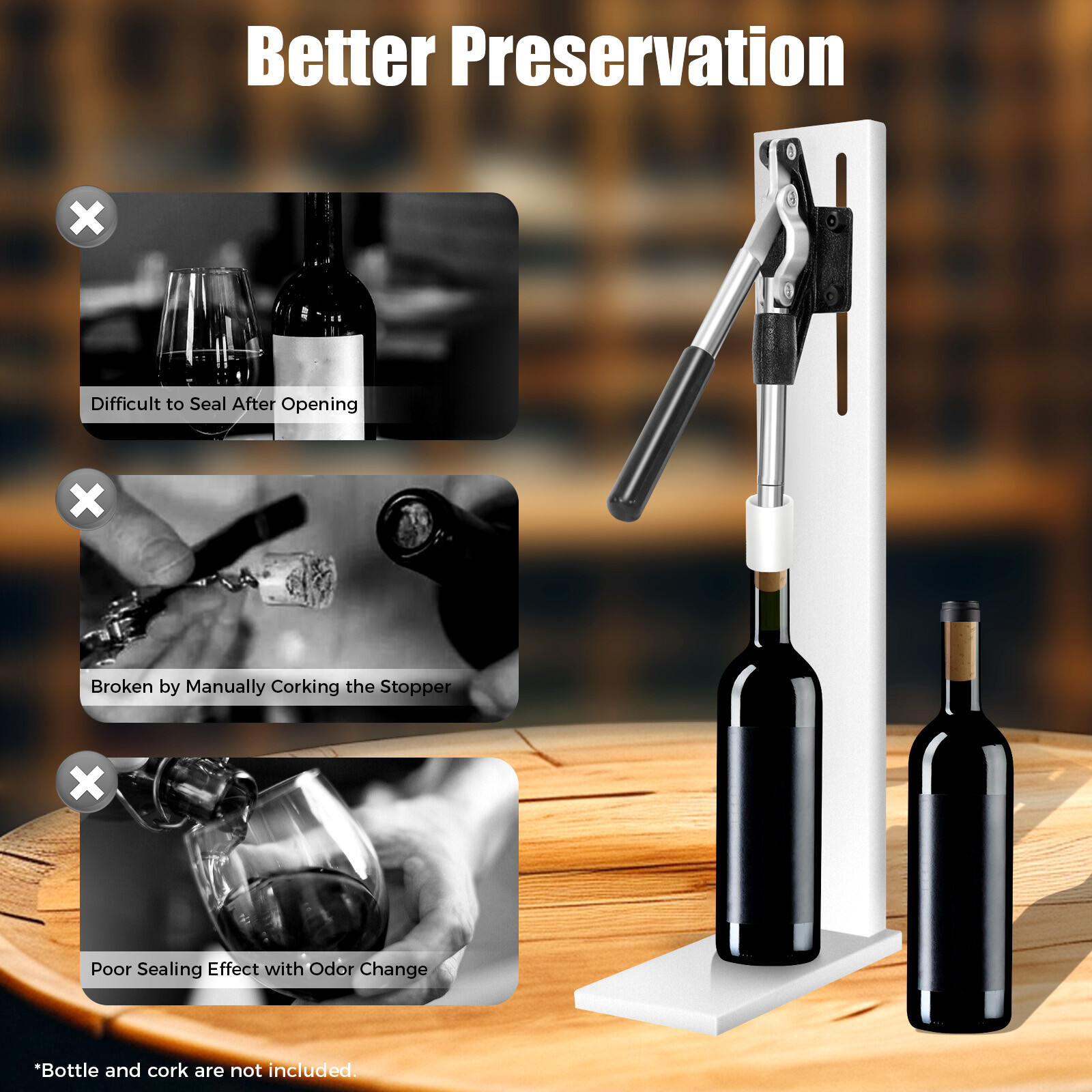 Hand Pressure Manual Corker Wine Corking Inserting Bottle Stopper Corks POM Tool