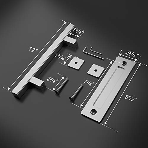 12" Pull and Flush Square Door Handle Set Stainless Steel Door Pull Handle