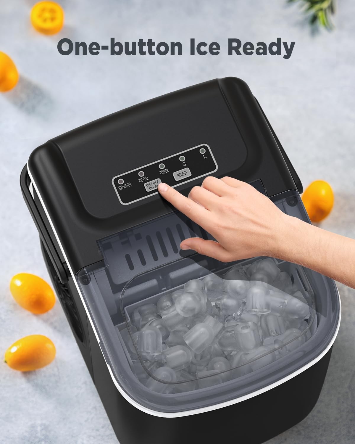 Silonn Ice Makers Countertop, Portable Maker with 26lbs, Dark