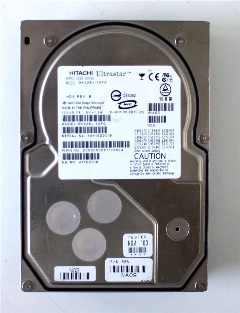 Hdd, 73.9gb, hitachi ultrastar dk32ej-72fc, hda rev.b, fw na04