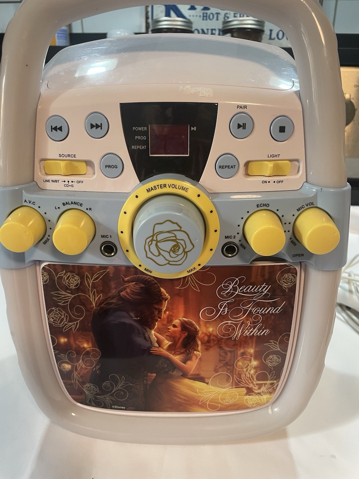 DISNEY BEAUTY AND THE BEAST ENCHANTED CASTLE KARAOKE MACHINE, Microphone & Disc