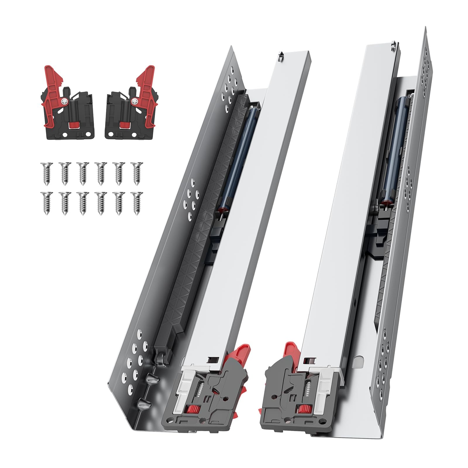 PHWALK 14 Inch Soft Close Undermount (Bottom Mount) Drawer Slides, 1 Pair Hea...