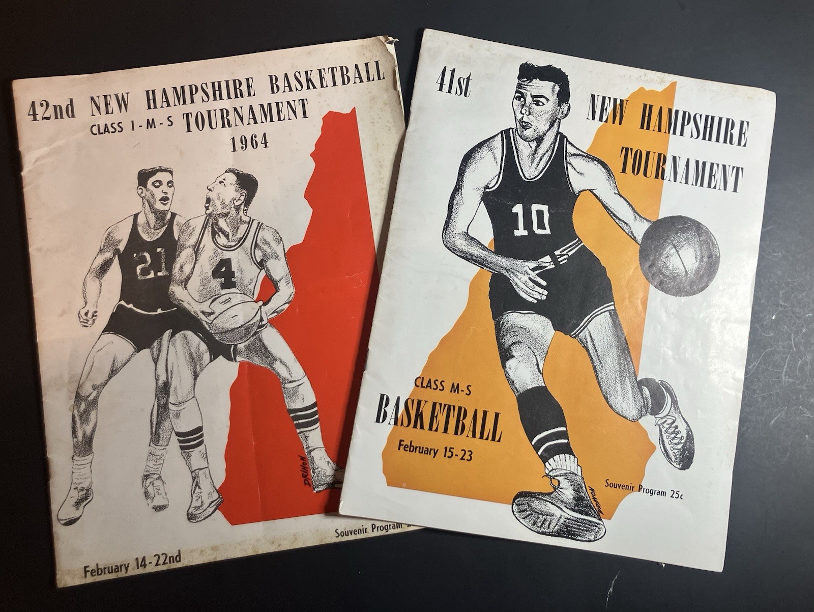 1963 & 1964 New Hampshire Basketball Tournament Programs+Milford High Photos