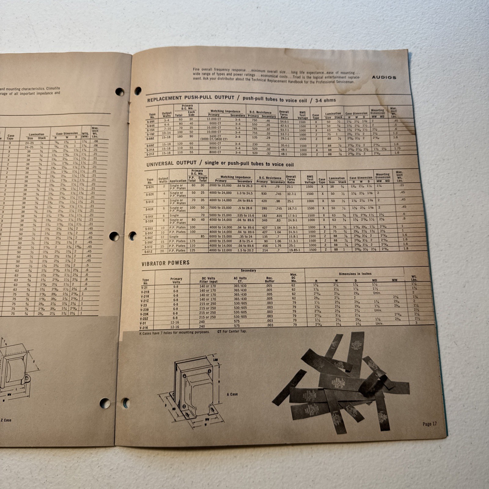 Triad Replacement Transformers 1962 Vintage Catalog Tv-62