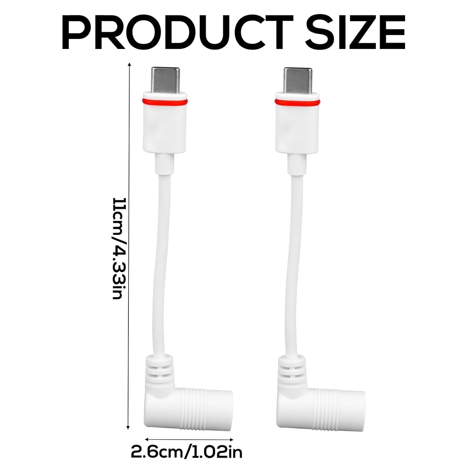 2pcs Barrel Plug to USB-C Power Adapter for Ring Solar Panel & USB-C Security Ca