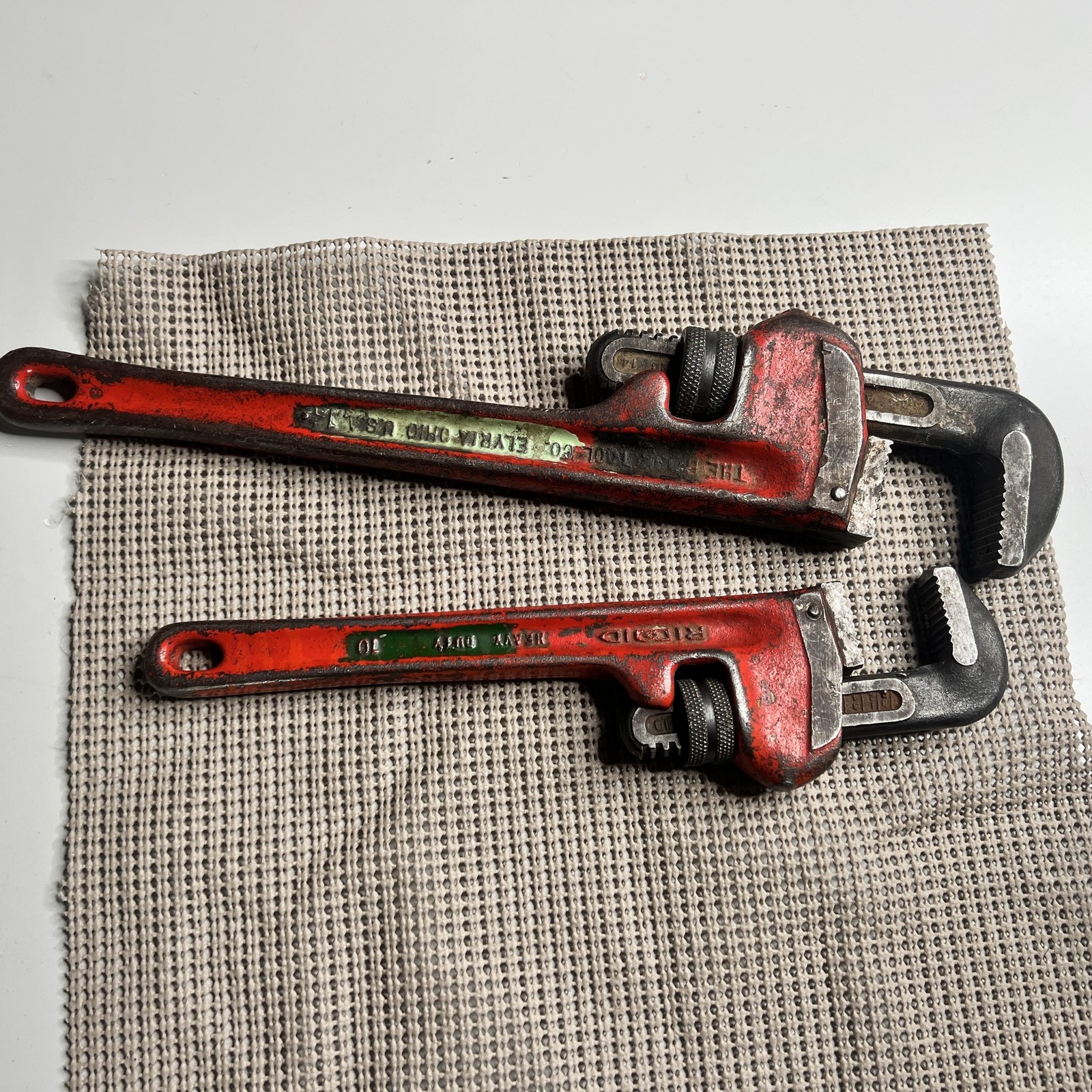 Ridgid Red Pipe Wrench Set 2pc 10in 14in Heavy Duty Adjustable Cast Iron USA