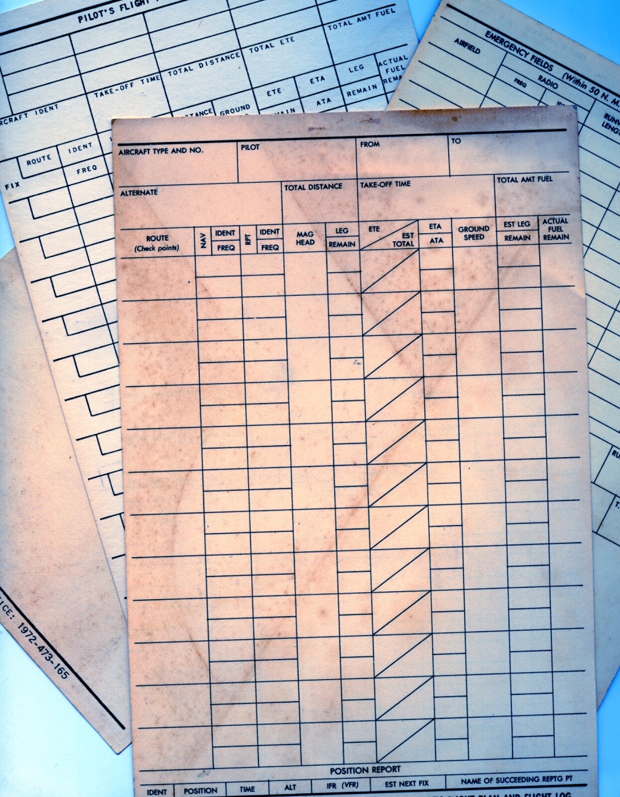 Original Pilot's Flight Plan and Flight Log 2 Versions 4 Pieces AF Lot