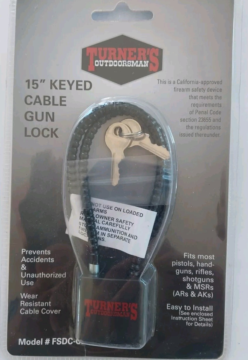Turner's Outdoorsman 15" Keyed Cable Gun Lock! NEW!