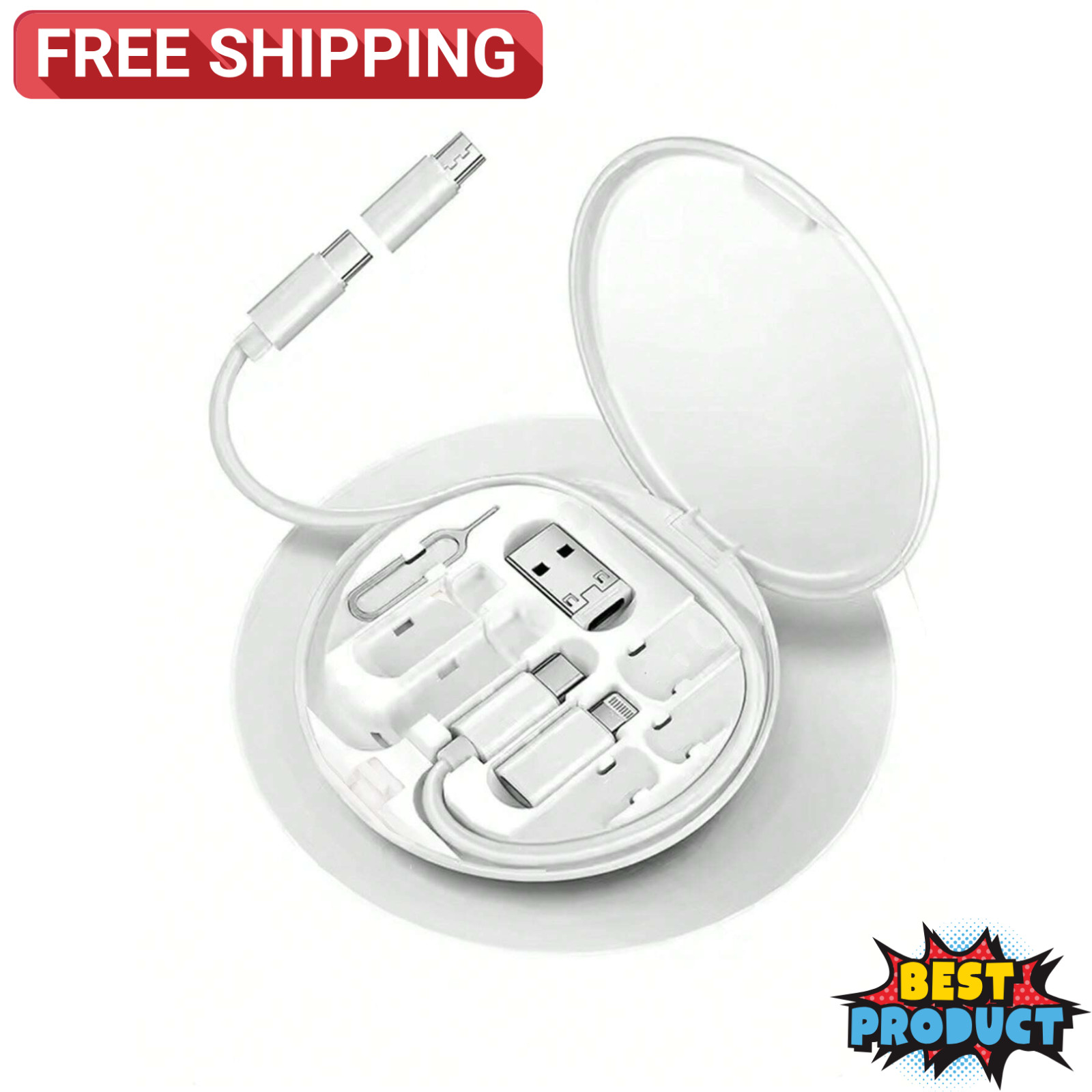 1pc Universal USB Adapter Kit With Multi Charging Cables Storage Case For Phones