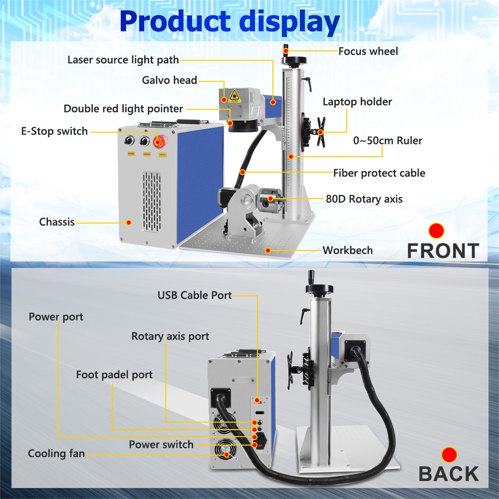 JPT 60W MOPA Laser Engraving Marking Machine Support Lightburn DIY Marking US