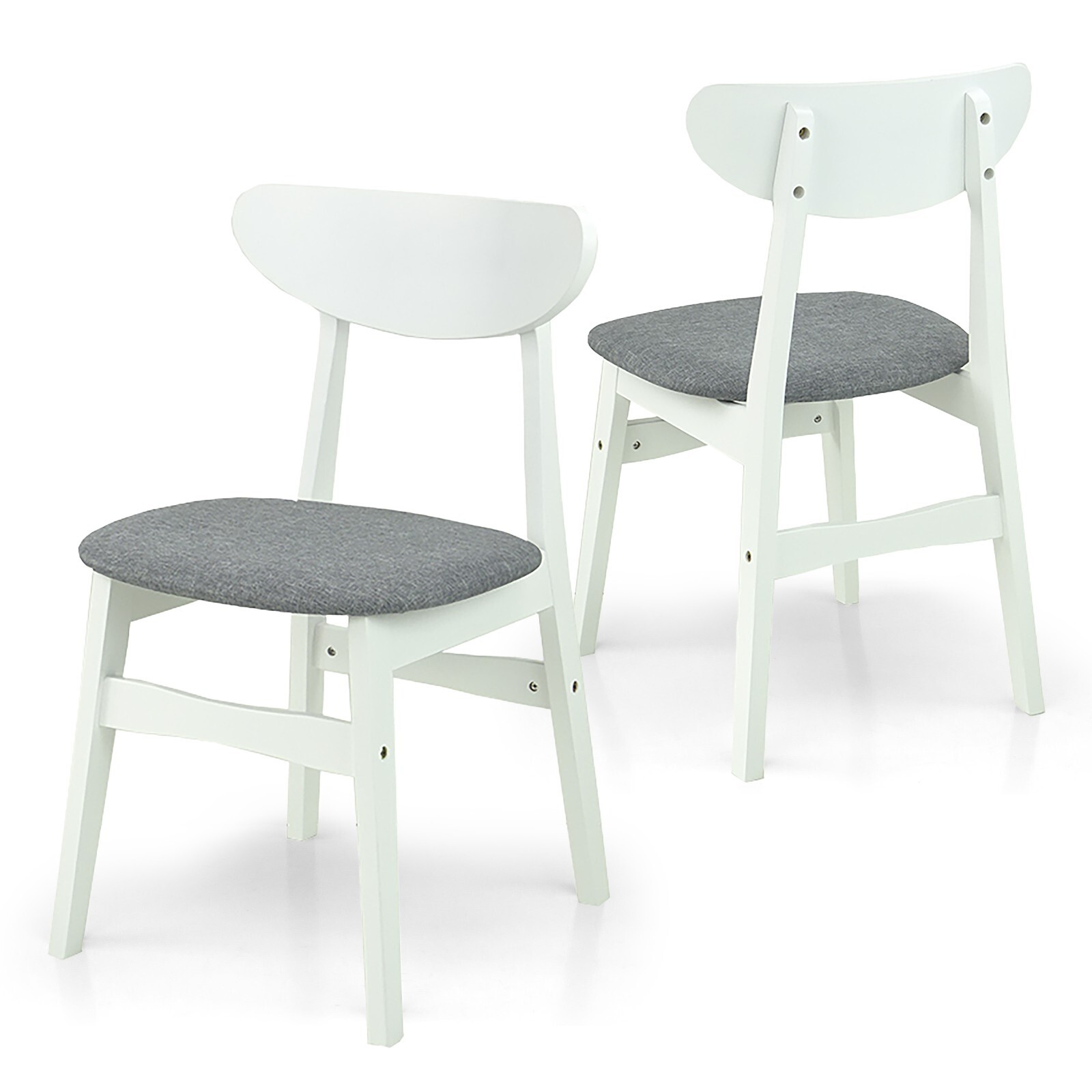 Set of 2 Solid Wood Yumiko Dining Kitchen Modern Side Chairs White Finish
