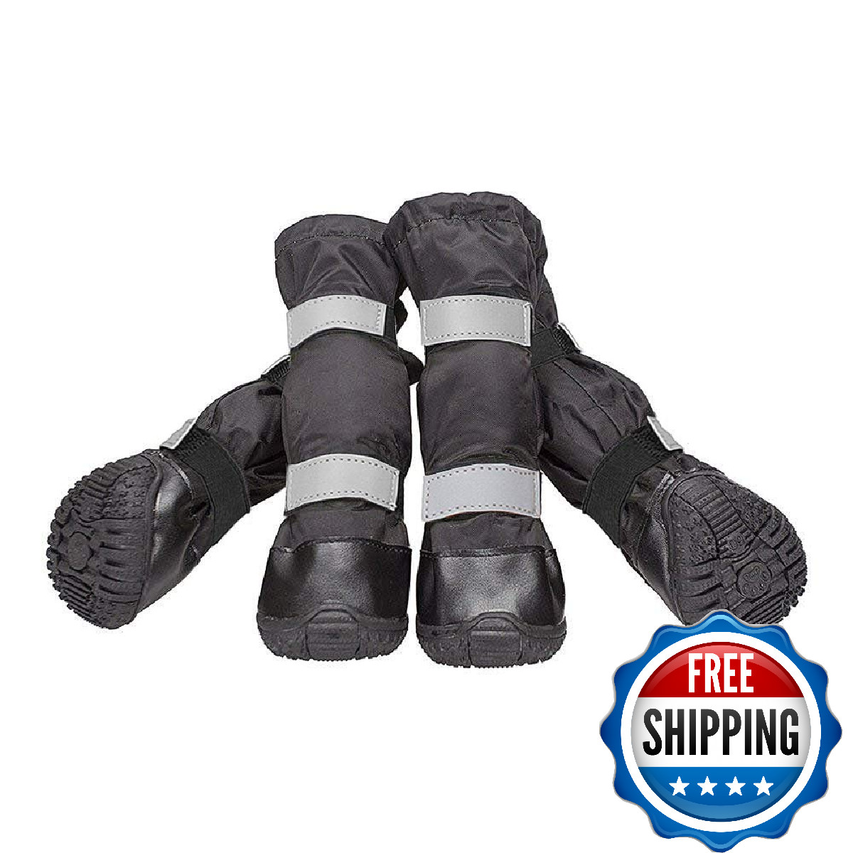 Billionchains 4 PCS Dog Boots Waterproof Dog Shoes with Reflective, Anti-Slip Pe