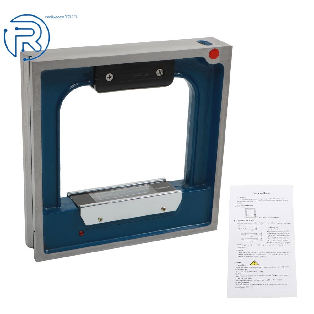 High Precision Frame Spirit Level 8" × 1-9/16" × 8"  .0002" Graduation With Case