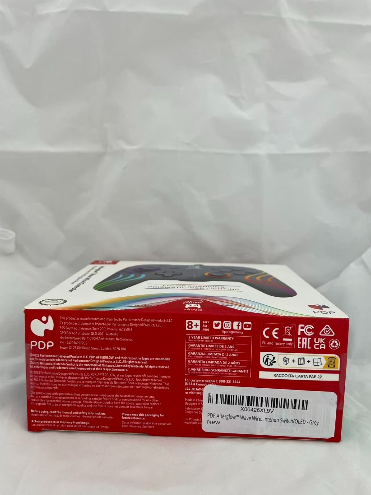 PDP Afterglow- Wave Wired Controller - Nintendo Switch-Grey Color-Brand New