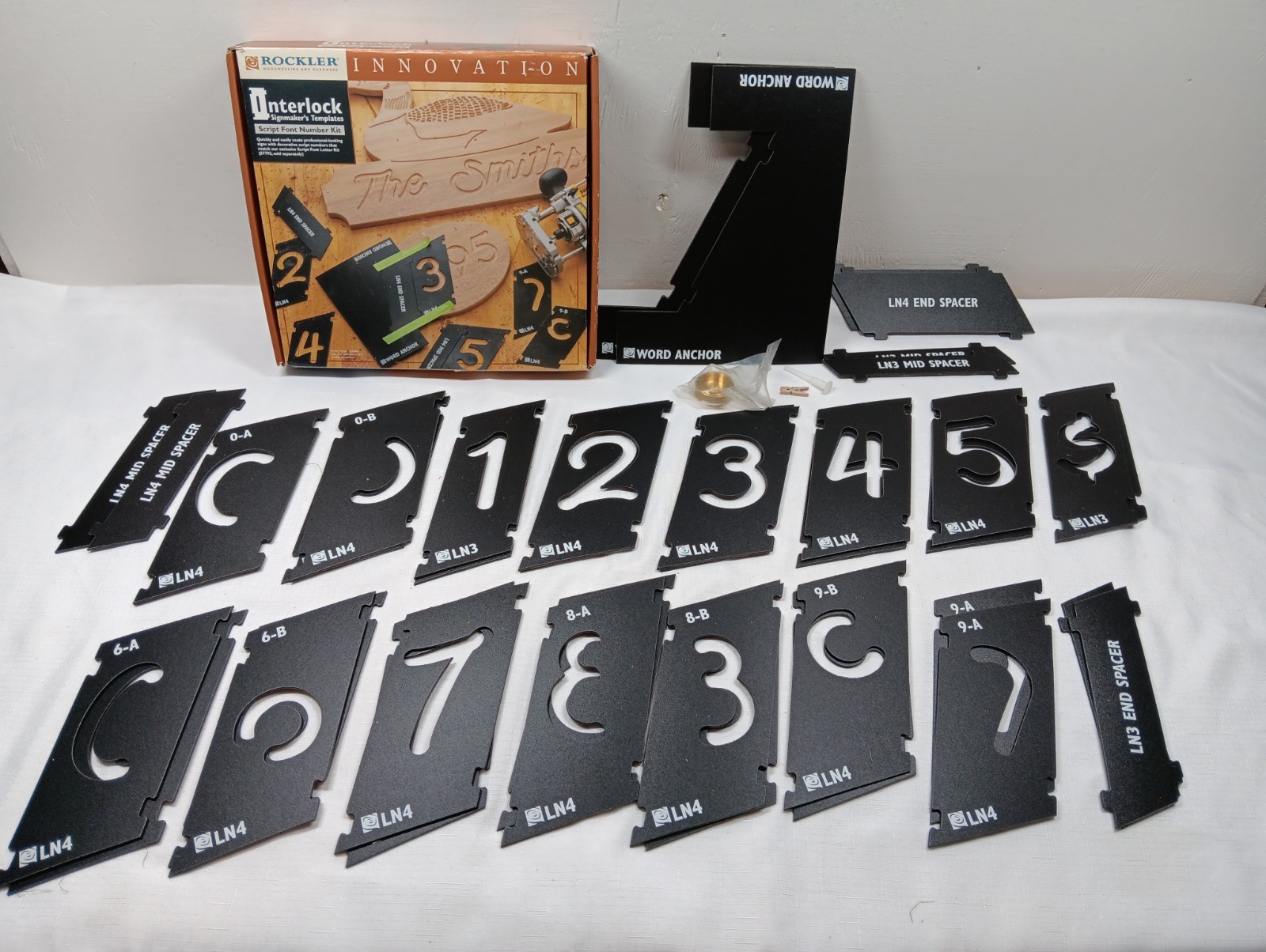 Rockler Interlock Signmaker’s Templates Script Font Number Kit