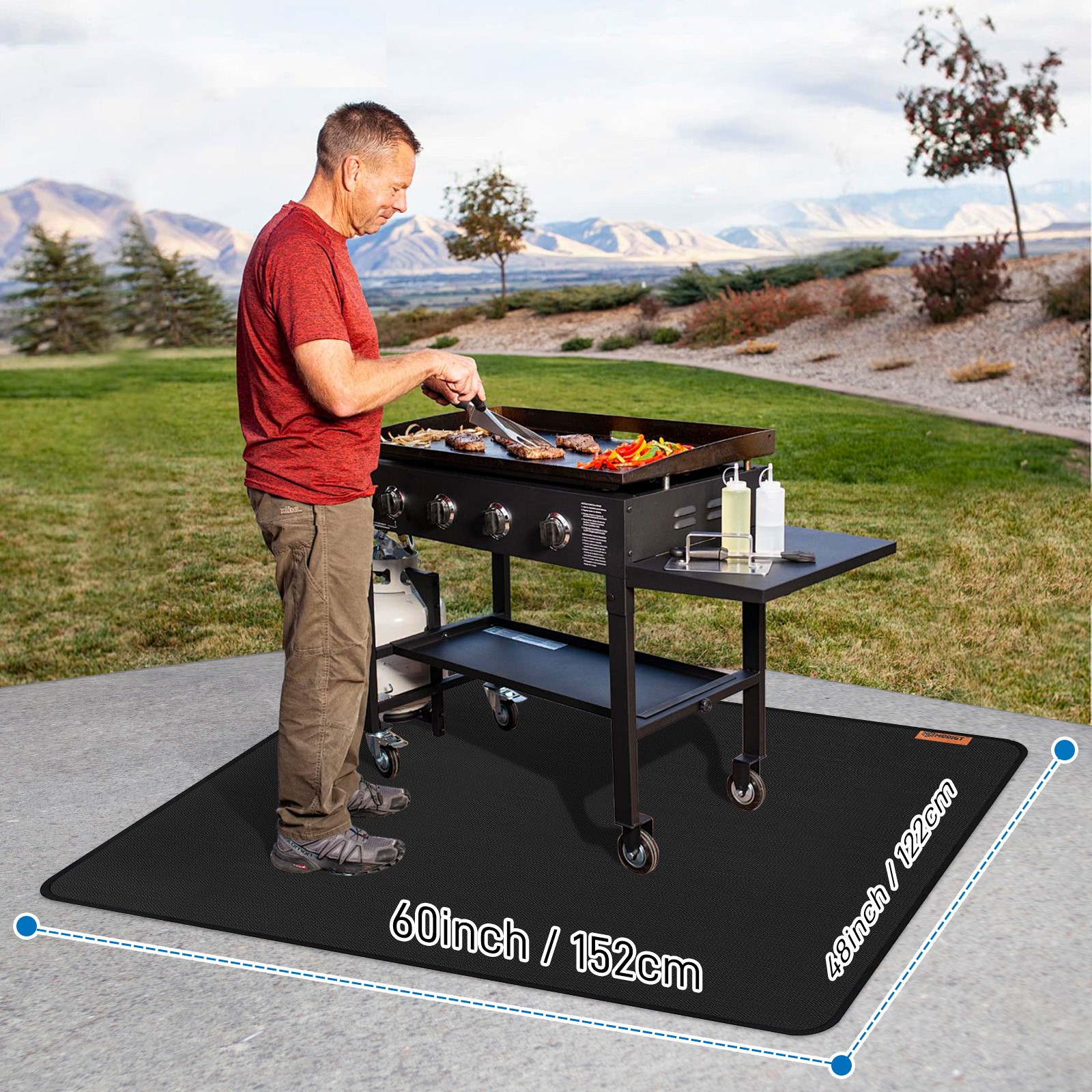 1PCS 60" x 48" Easy to Clean and anti sticking Outdoor Under Grill Barbecue Mat