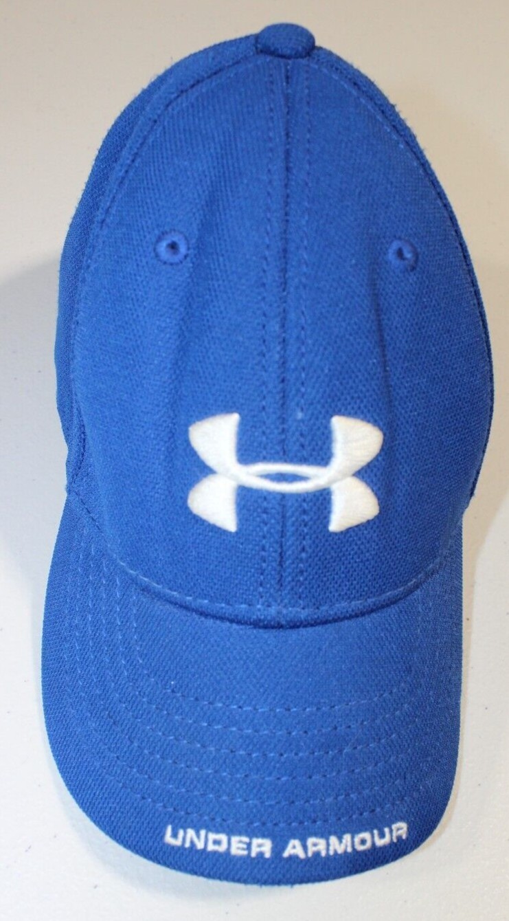 Under Armour Hat Cap Boys Youth OS One Size Strap Back Blue White Logo Adjustabl