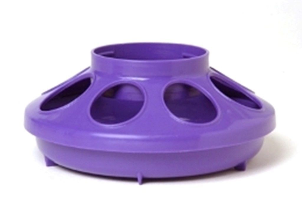 Poultry Chicken Plastic Round Hole Feeder Base PURPLE 1 Quart Heavy Duty