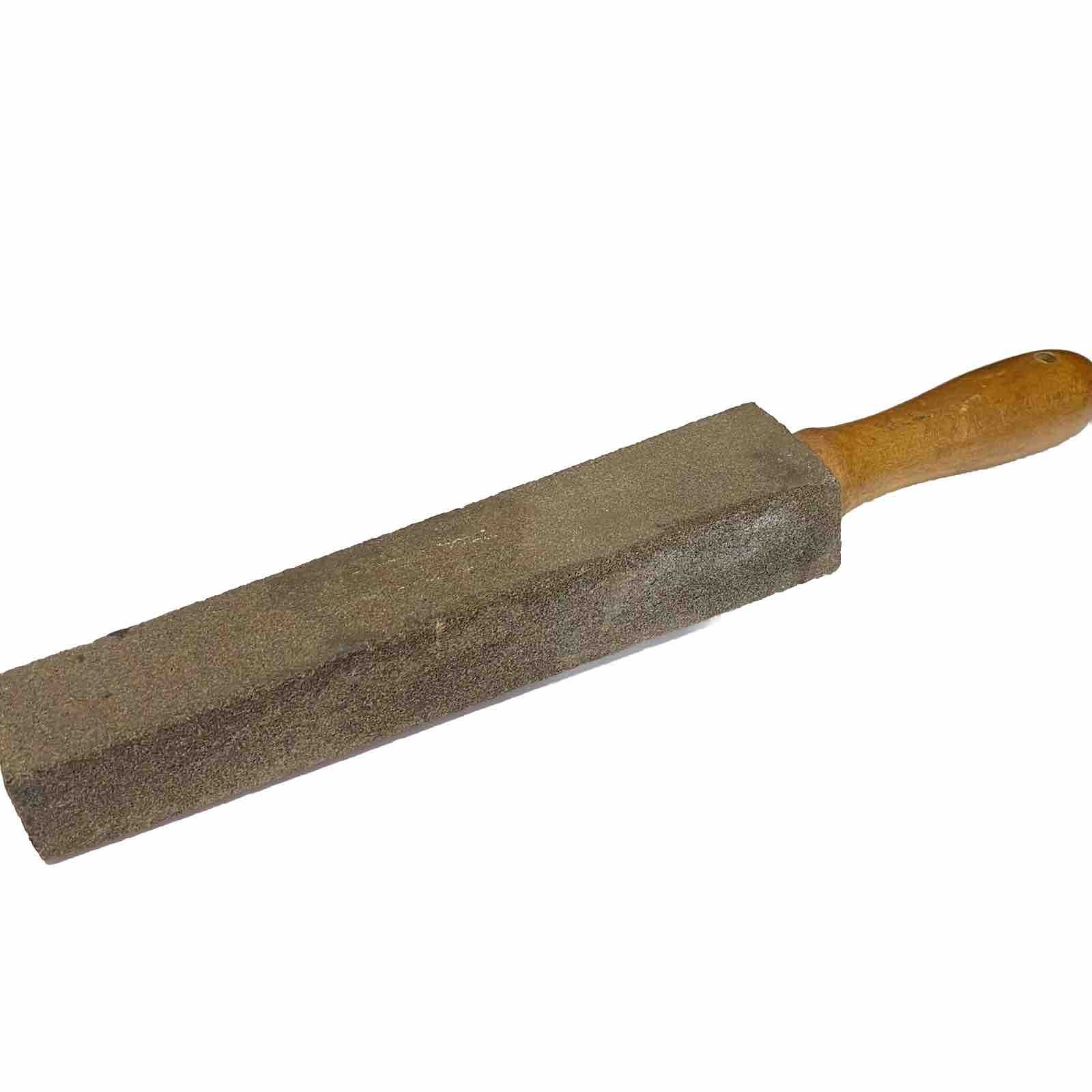 Vintage Sharpening Stone In Style Of Carborundum No. 57 Wood Handle 13” Long