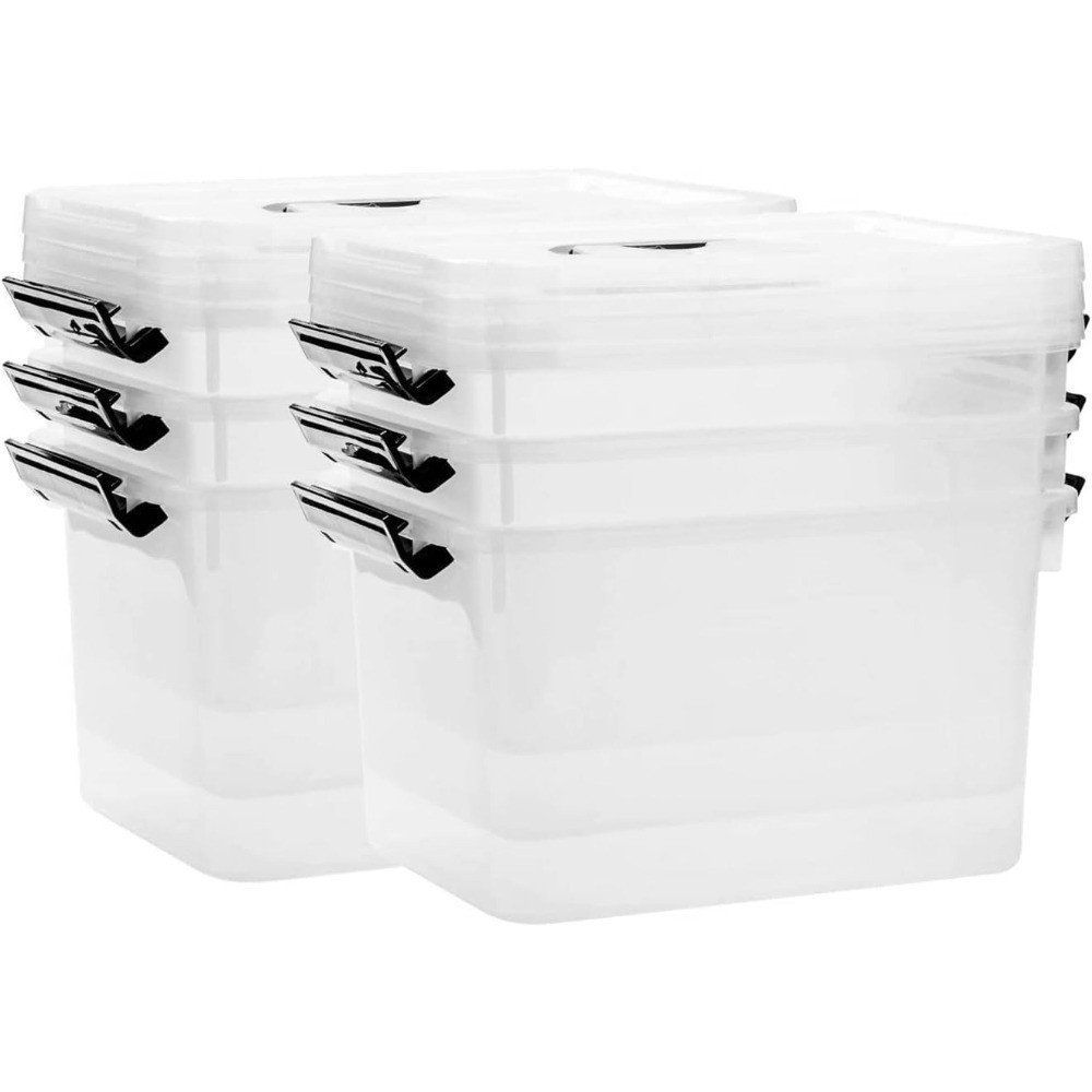NEW.6 Quart Clear Storage Latch Box/Bins,6-Pack Plastic Container with Latches