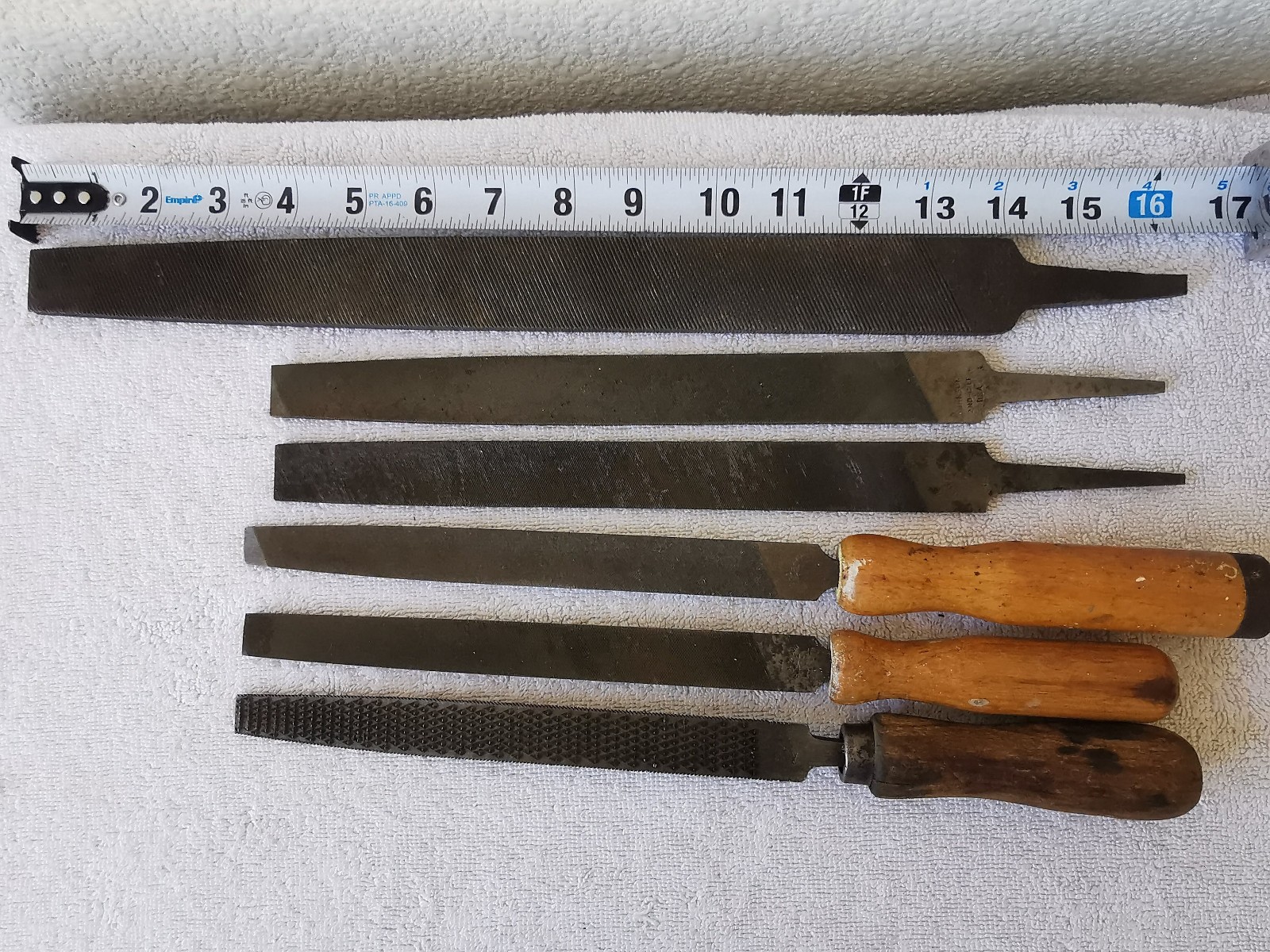 Vtg Hand File lot of 6 Nicholson Wood Handle Johnson Gold Medal Half Round