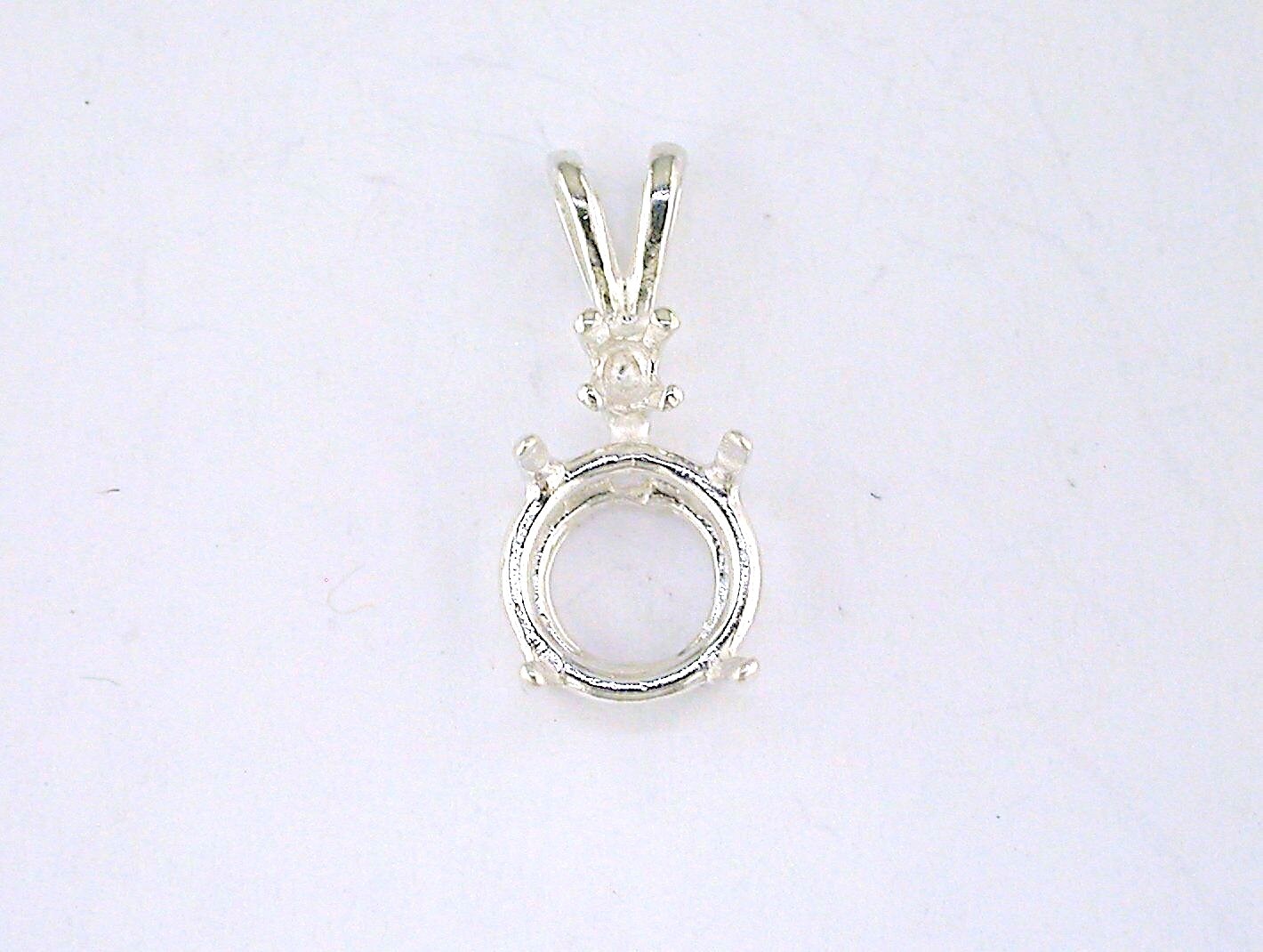 Round with Accent Pendant Setting Sterling Silver