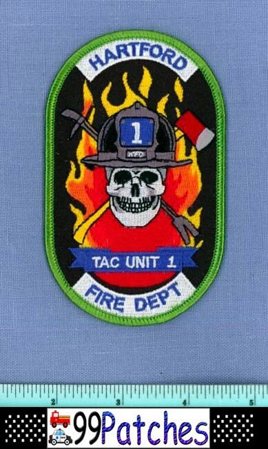 HARTFORD TAC UNIT 1 CONNECTICUT Fire Rescue Shoulder Patch SKELETON SKULL 3B