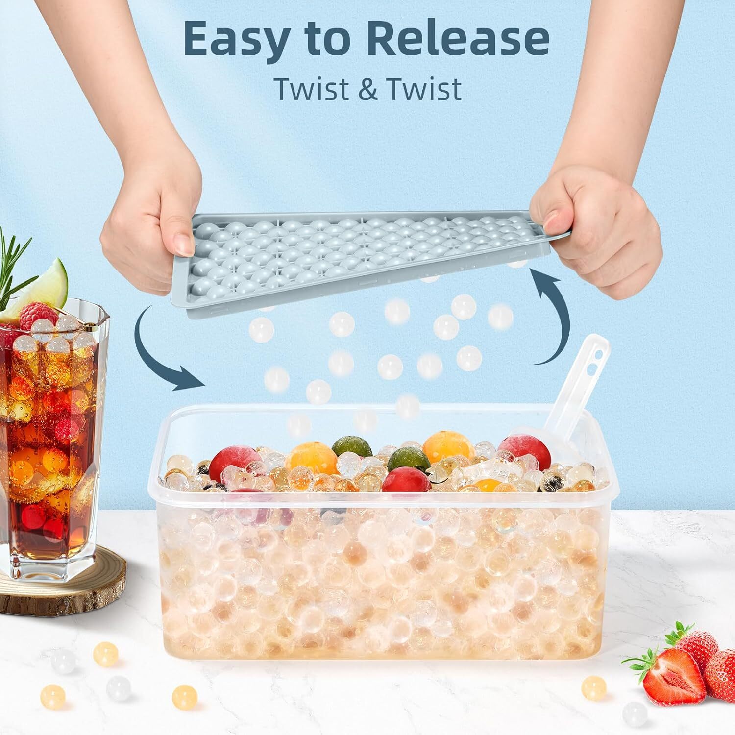 WIBIMEN Mini Ice Cube Trays, Small Tiny round Crushed Nugget Ice Trays for Freez