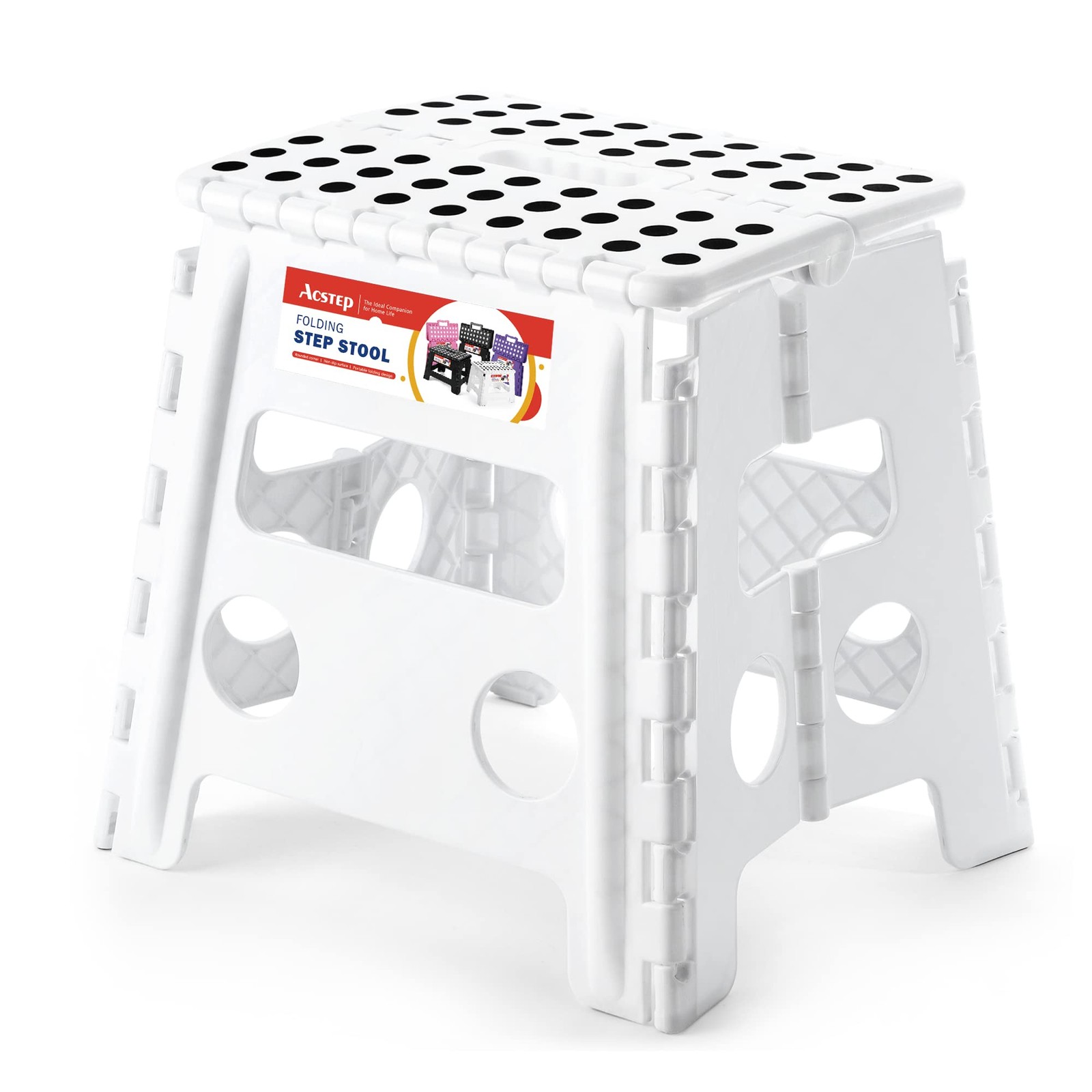 13 inch White Premium Heavy Duty Foldable Step Stool For Adults Kitchen
