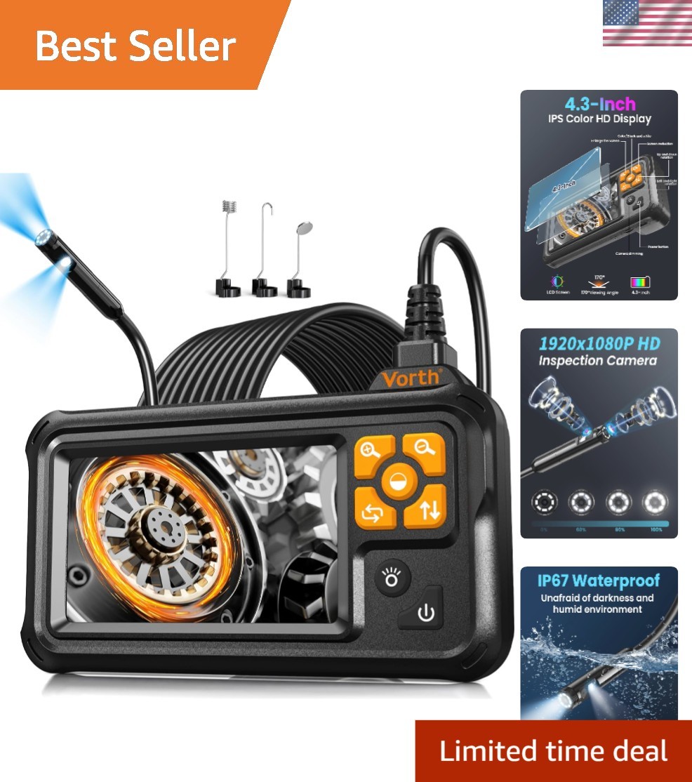 Dual Lens Borescope with 4.3" Display -  Waterproof Inspection Tool