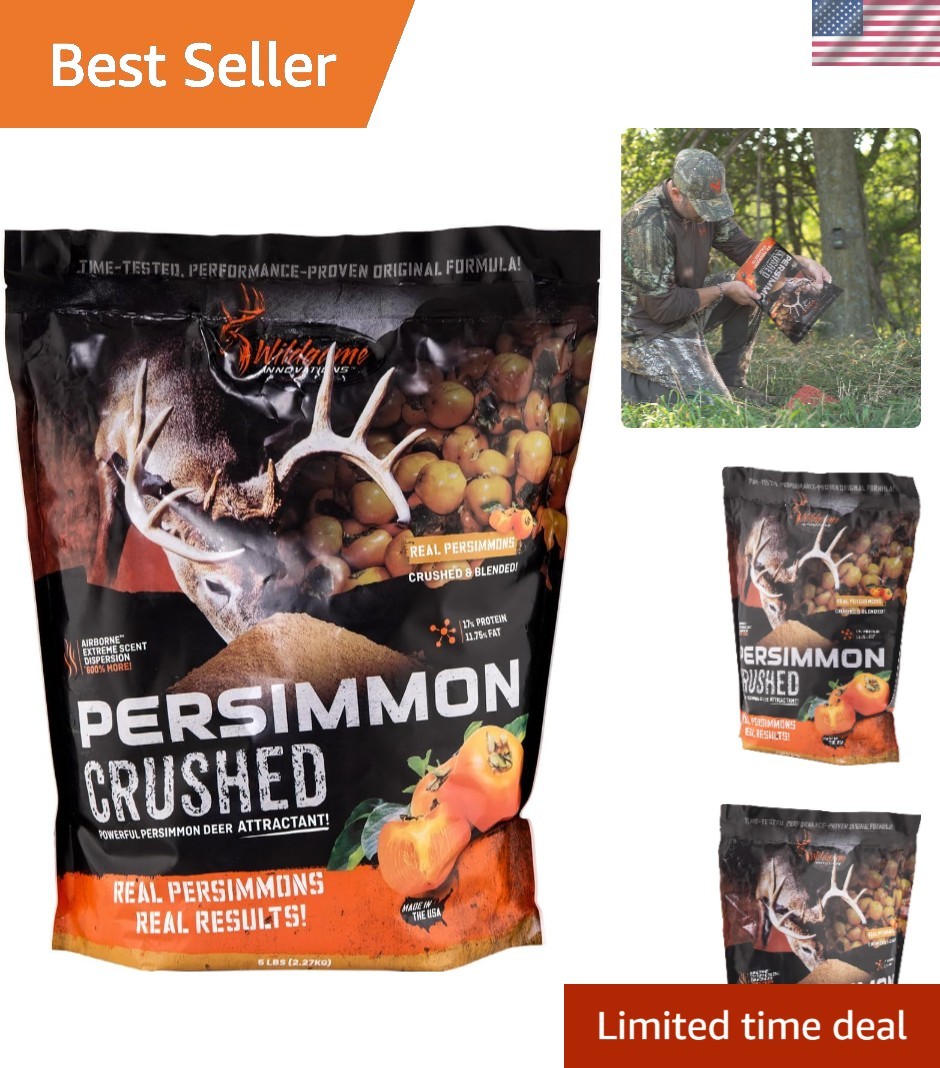 Real Persimmons Crushed Deer Attractant 5lb | High Protein for Trophy Deer