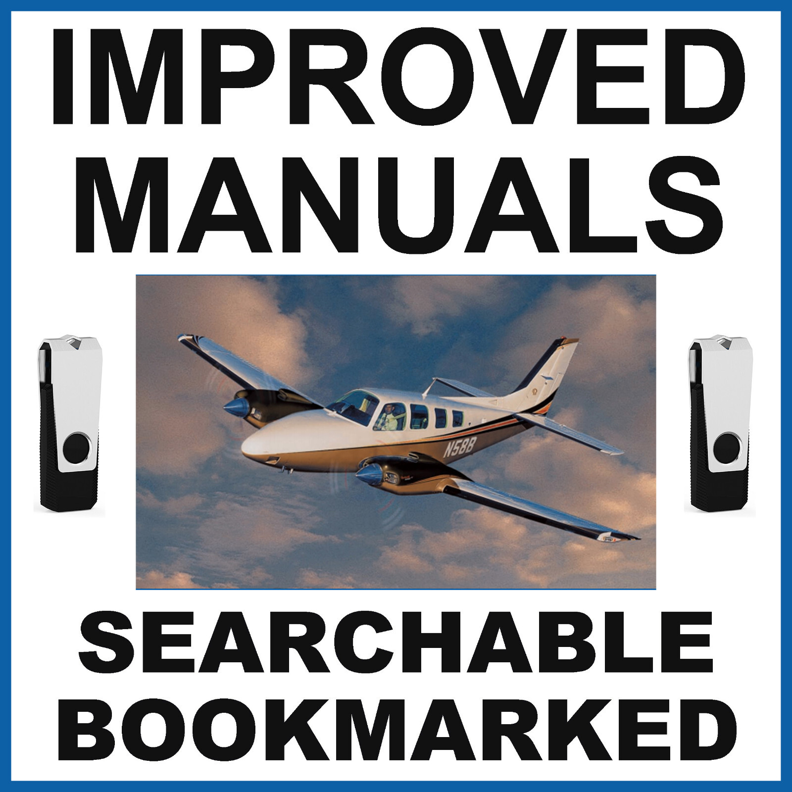 Beechcraft Baron G58 Pilot Training Manual - IMPROVED - on a USB Flash Drive