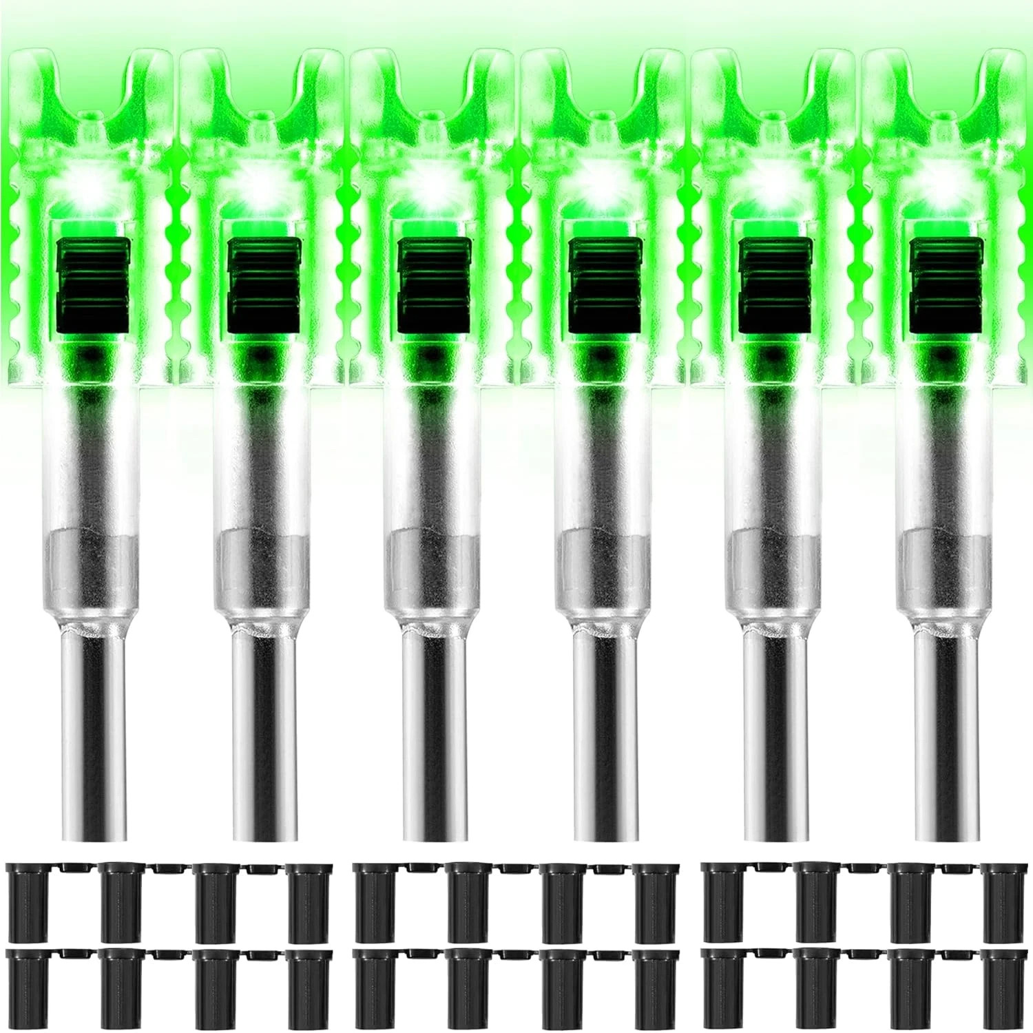 6 Pack Lighted Nocks for Crossbow Bolts with .285”/.297”/.300”/.305” Bushings Ha