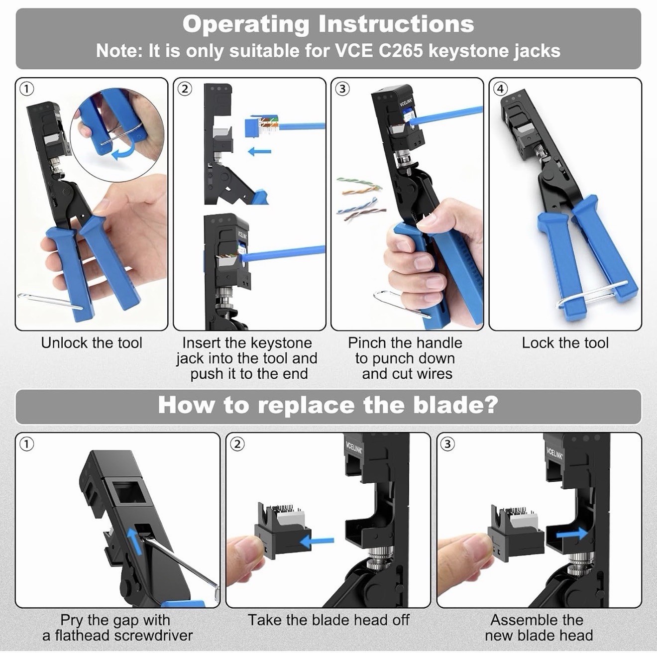 Speed Termination Keystone Tool Only for VCE 90-Degree Keystone Jacks, Cat5e/...