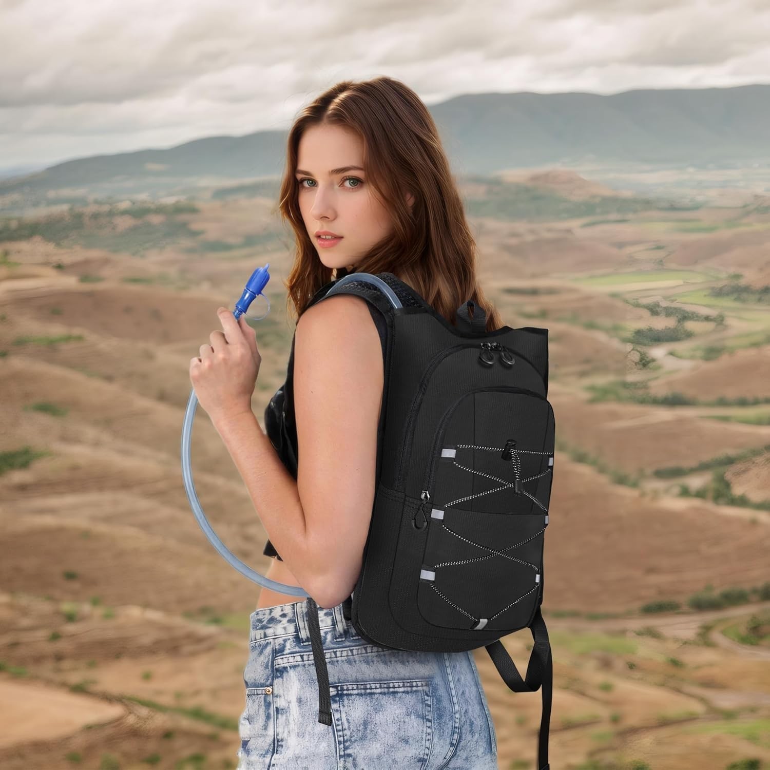 Hydration Backpack - Lightweight Water Backpack with 2L Water Bladder Bag, Ru...