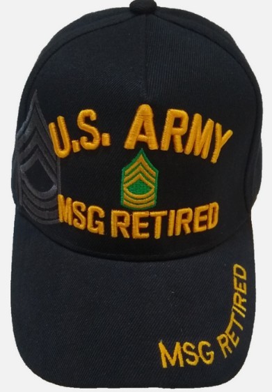 U.S. Army, Master Sergeant retired, E-8, cap, black