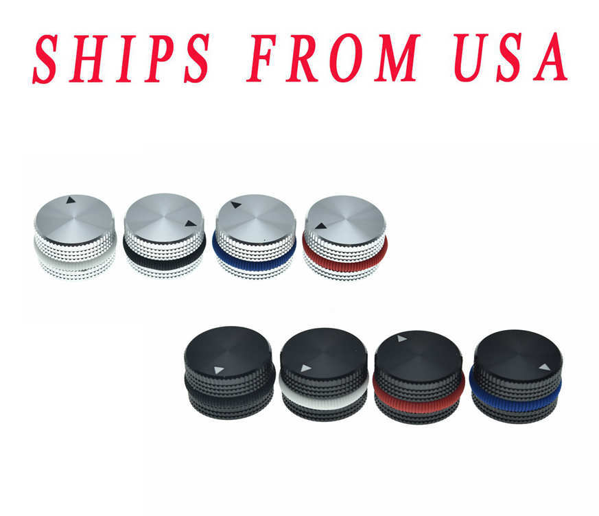 KAISH 4x Metal 1/4"(6.35mm) Universal Pot Knob w/ Rubber o-ring fits Guitar/Bass