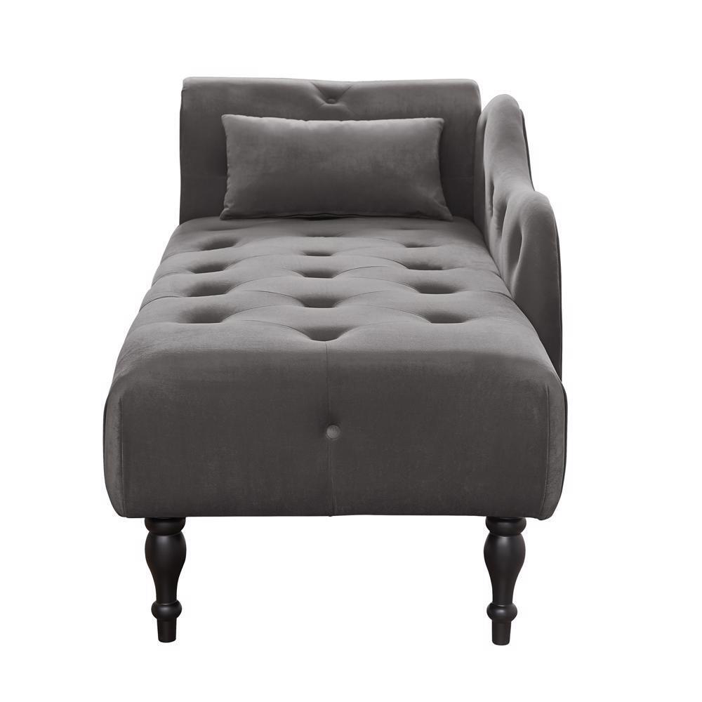 60.6" Sofa Chaise Lounge with Soft Velvet Upholstery and a Toss Pillow Gray