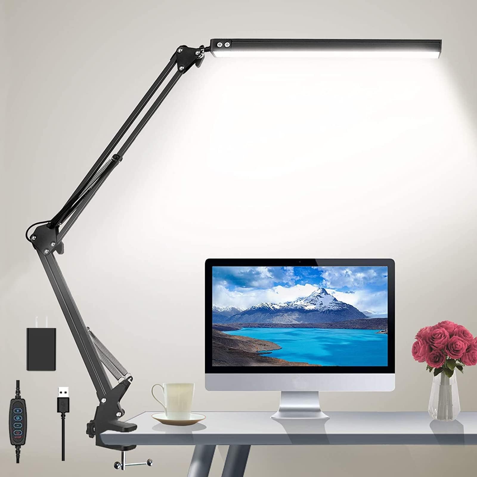 HaFundy LED Desk Lamp for Home,Office,Reading,Adjustable Eye-Caring Black
