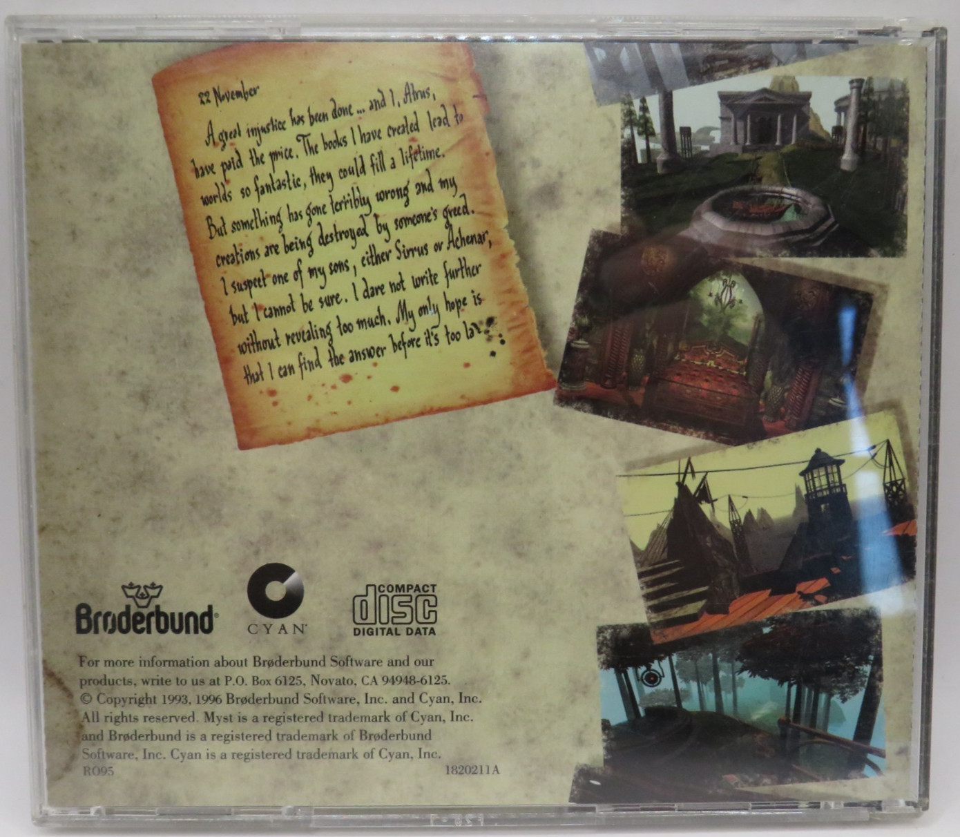 Vintage Myst Adventure Windows PC CD-ROM Computer User Manual