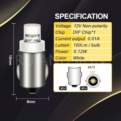BA7s 3898 LED Bulb 12V Arcade Machine Pinball Button Light - White
