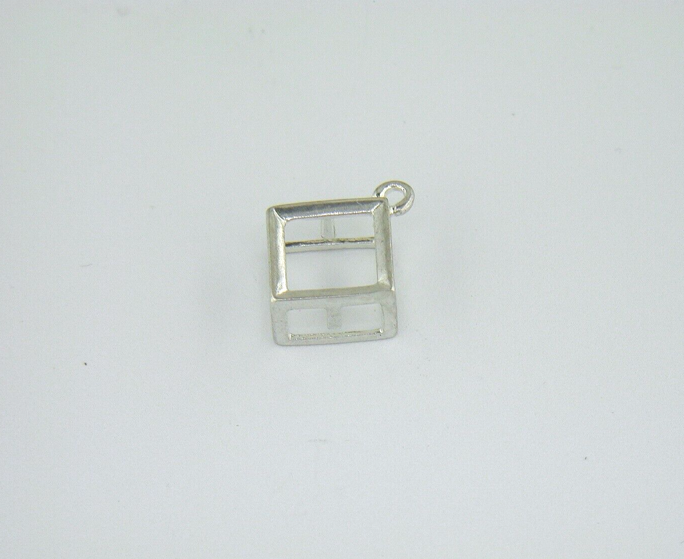 Princess Square Back Set Bezel Sterling Silver Dangle Setting