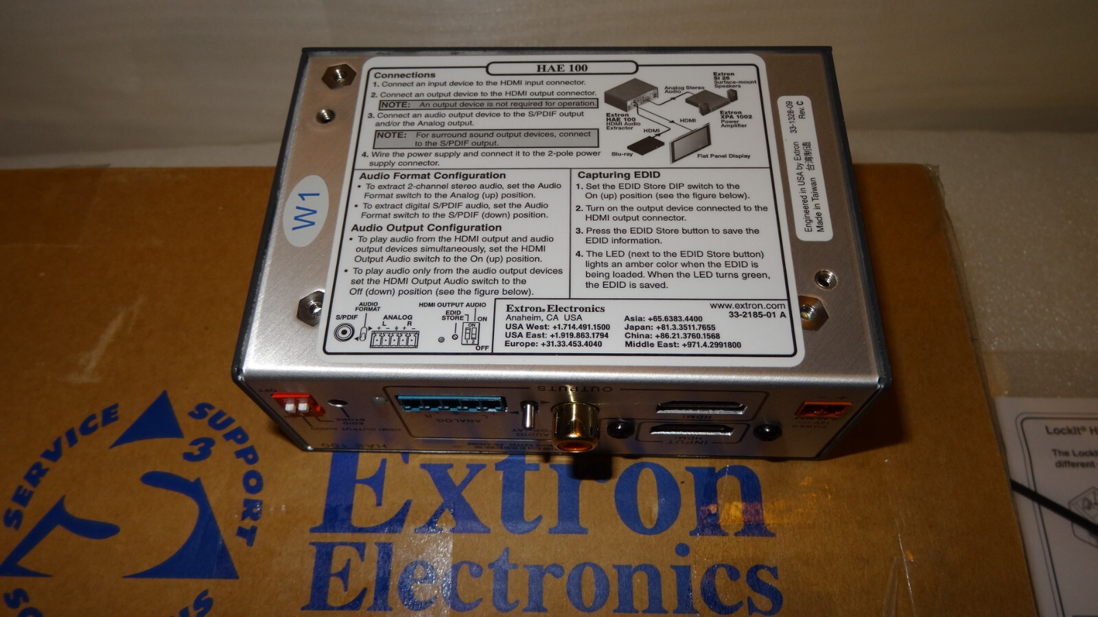 Extron HAE 100 HD HDMI Audio De-Embedding Extractor, cable EQ USB configuration