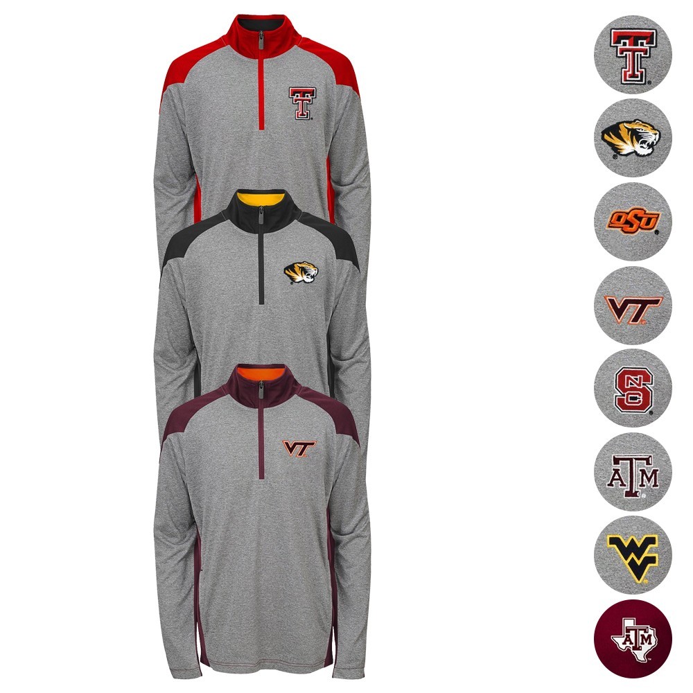 NCAA School Logo 1/4 Zip Perf. Pullover Fleece Jacket Collection Youth (S-XL)