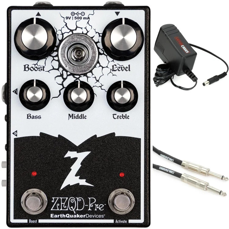 EarthQuaker Devices ZEQD-Pre Preamp Pedal with Power Supply and Cable